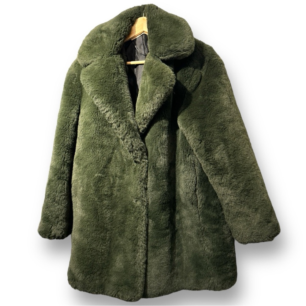 Mango Green Faux Fur Coat